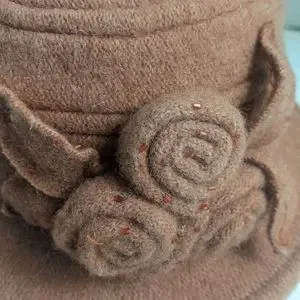 Gatsby Hat Fuzzy Cloche 100% Wool Beaded Applique Floral Applique Angela & William | Accessories | Gatsby Hat Fuzzy Cloche 0  main image 3
